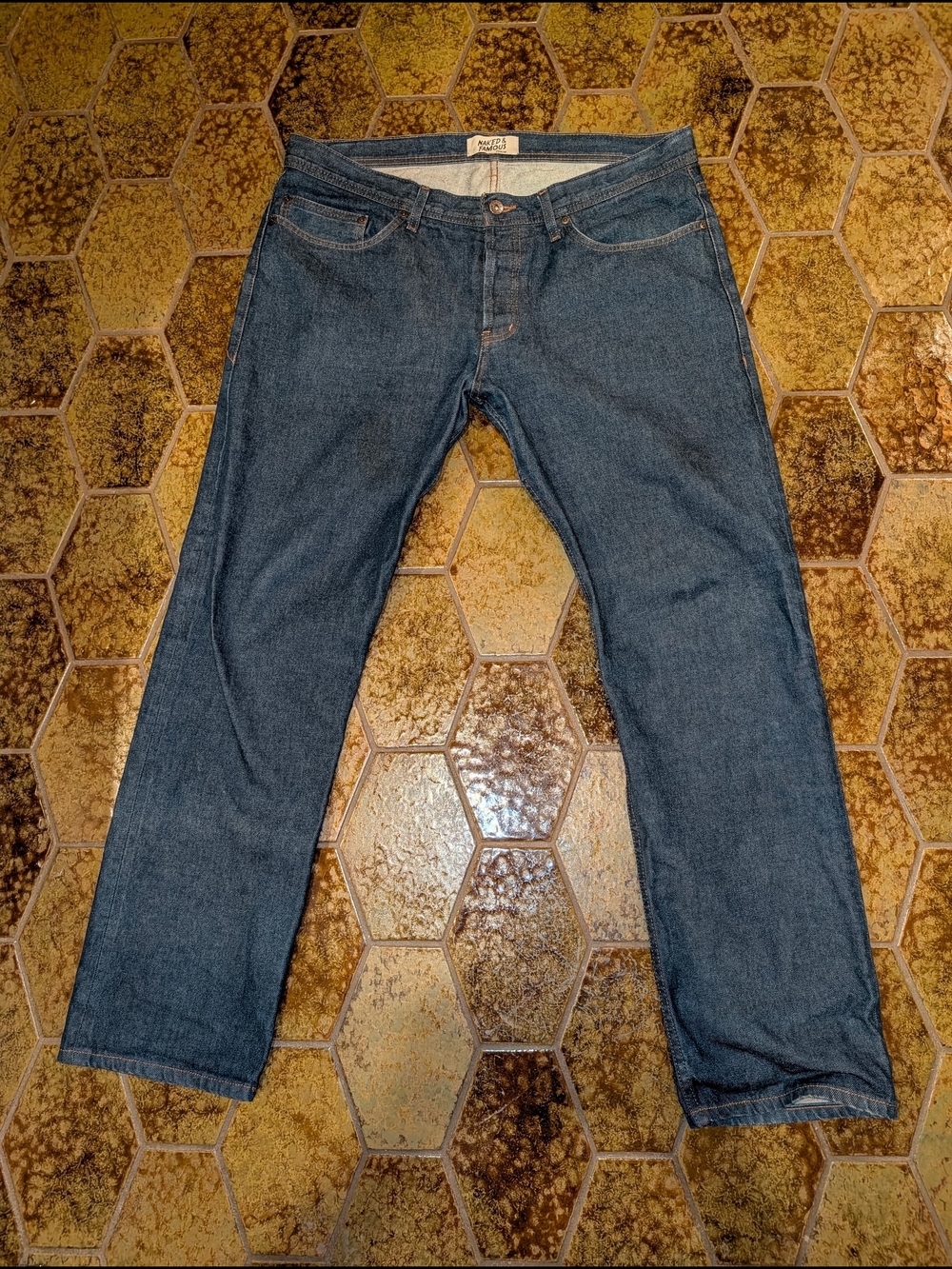 🔥 Naked & Famous Natural Indigo Selvedge Denim - Weird Guy 38x32